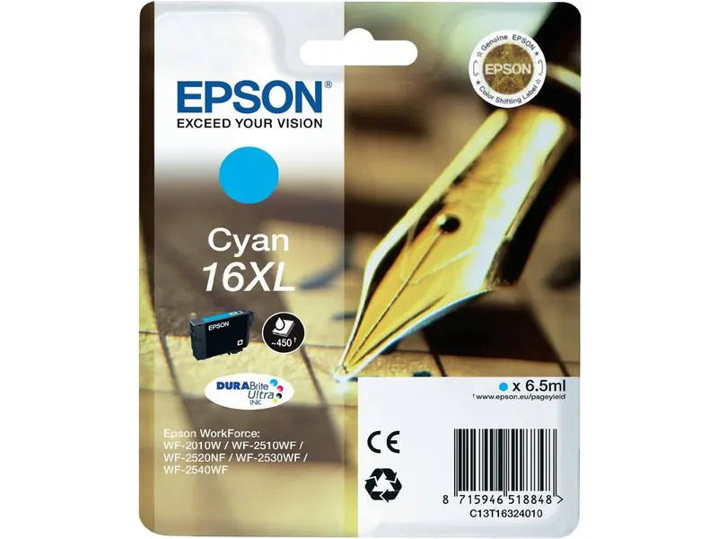 Epson – Epson 16 XL (C13T16324012) – Cartouche Cyan Original – Cyaan – Hoge Capaciteit – Cartouches d'encre – ShopyInk België